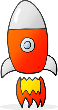 Bir insan tarafından çizilmiş serbest çizim uçan roket.