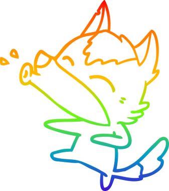 Uluyan bir kurt çizgi filminin gökkuşağı gradyanı insan tarafından çizilmiş.