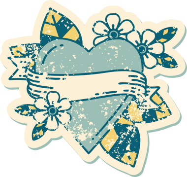 Bir insan tarafından çizilmiş kalp ve bayrağın sembolik depresif dövme şekli