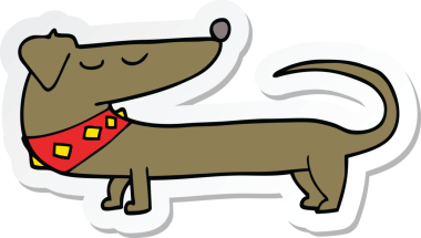 Bir insan tarafından çizilmiş bir köpeğin çıkartması.