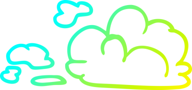 Bir insan tarafından çizilmiş kabarık beyaz bulutların soğuk gradyan çizgileri