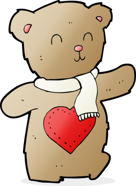 Bir insan tarafından çizilmiş aşk dolu bir oyuncak ayı.