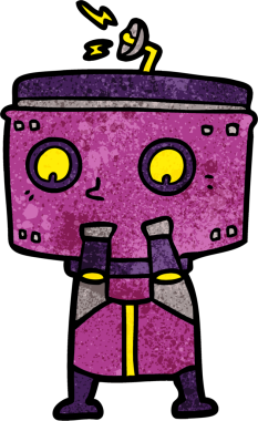 Bir insan tarafından çizilmiş çizgi film robotu