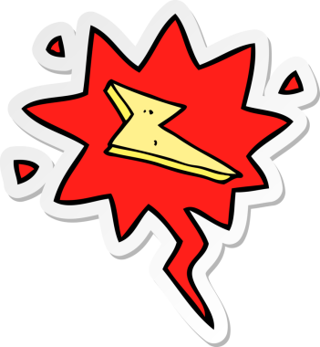 Bir insan tarafından çizilmiş konuşma balonu çıkartmalı karikatür şimşeği.