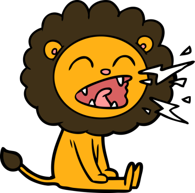 Bir insan tarafından çizilmiş kükreyen aslan çizgi filmi.
