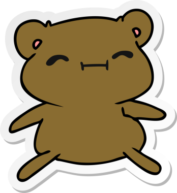 Etiket karikatür çizimi: kawaii Bir insan tarafından çizilmiş sevimli oyuncak ayı