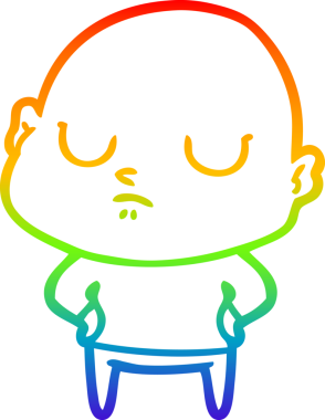 Gökkuşağı gradyan çizgisi bir insan tarafından çizilmiş kel bir adamın çizimi