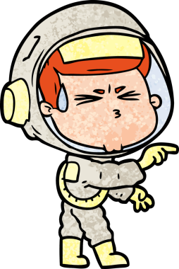 Çizgi film bir insan tarafından çizilmiş astronot.