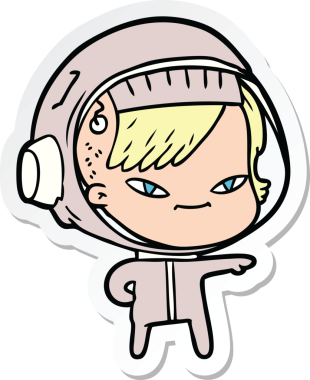 Bir insan tarafından çizilmiş astronot bir kadının çıkartması.