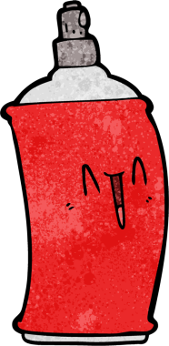 Bir insan tarafından çizilmiş mutlu bir sprey kutusu.