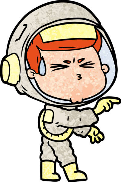 Çizgi film bir insan tarafından çizilmiş astronot.