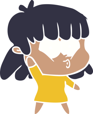 Bir insan tarafından çizilmiş düz renkli bir karikatür.