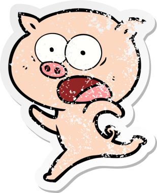 Bir insan tarafından çizilen çizgi film domuzunun sıkıntılı çıkartması.