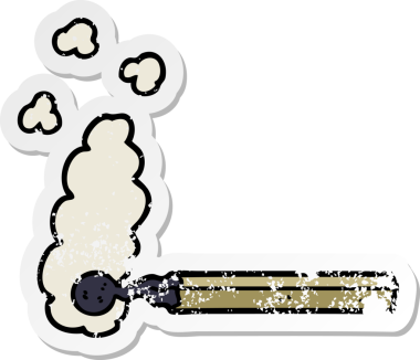 Bir insan tarafından çizilmiş karikatür yanmış bir kibrit.