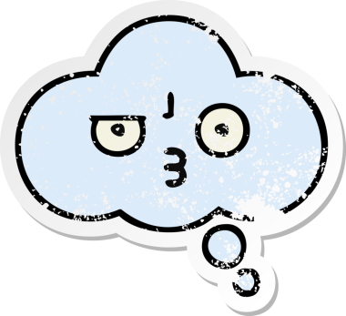 Bir insan tarafından çizilmiş tatlı bir çizgi film düşünce balonunun sıkıntılı çıkartması.