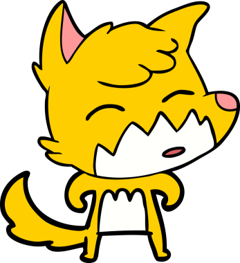 Bir insan tarafından çizilmiş tilki çizgi film karakteri