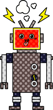 Bir insan tarafından çizilmiş çılgın bir robotun çizgi romanı.