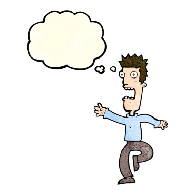 Bir insan tarafından çizilmiş düşünce balonlu çığlık atan adam çizgi filmi.