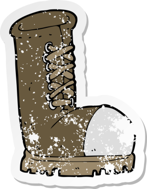 Bir insan tarafından çizilmiş eski bir çizmenin gerilimli çıkartması.