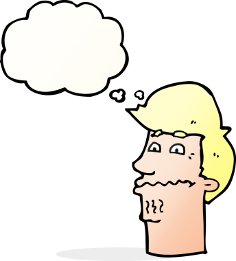 Bir insan tarafından çizilmiş düşünce baloncuğu olan sinirli bir adam.