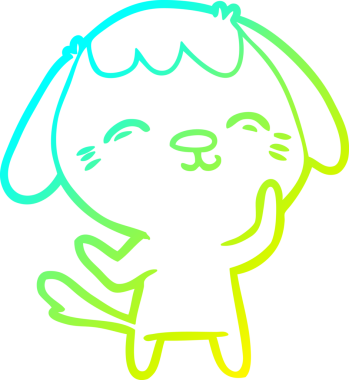 Bir insan tarafından çizilmiş mutlu çizgi film köpeğinin soğuk gradyan çizimi