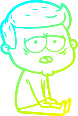 Bir insan tarafından çizilmiş, yorgun bir adamın soğuk çizgi çizimi.