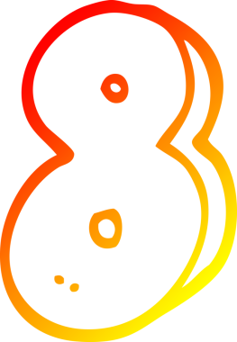 Bir insan tarafından çizilen sekiz numaralı çizgi filmin sıcak gradyan çizimi