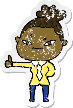 Bir insan tarafından çizilmiş karikatür bir kadının sıkıntılı çıkartması.