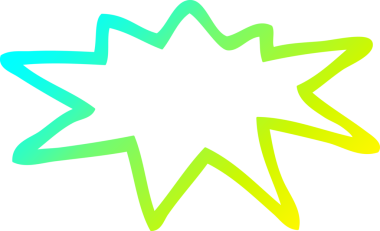 Bir insanın çizdiği çizgi film patlama sembolünün soğuk gradyan çizgisi.