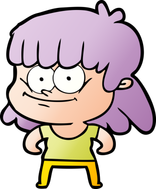 Bir insan tarafından çizilmiş gülümseyen bir kadın.