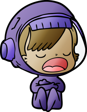 Bir insan tarafından çizilmiş konuşan astronot çizgi filmi.