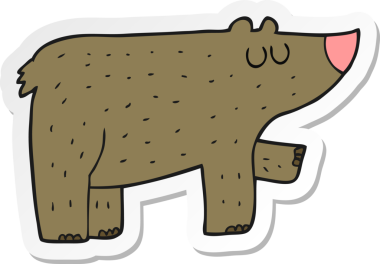 Bir insan tarafından çizilmiş çizgi film ayısının çıkartması.