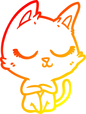 Bir insan tarafından çizilmiş sakin bir çizgi film kedisinin sıcak çizgi çizgisi.