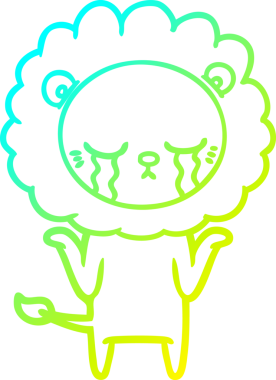 Bir insan tarafından çizilmiş ağlayan bir aslanın soğuk gradyan çizgisi.