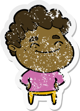 Bir insan tarafından çizilmiş, karikatür dostu bir adamın sıkıntılı çıkartması.