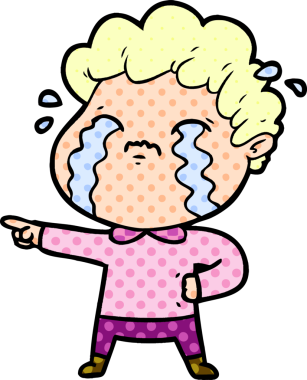 Bir insan tarafından çizilmiş ağlayan çizgi film adamı.