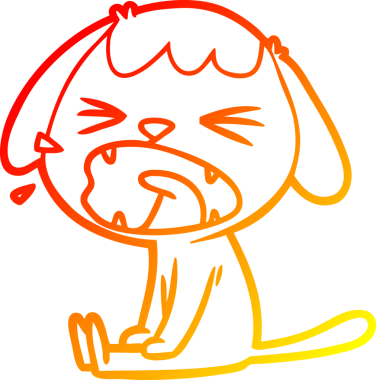 Bir insan tarafından çizilmiş şirin bir köpeğin sıcak çizgi çizimi.