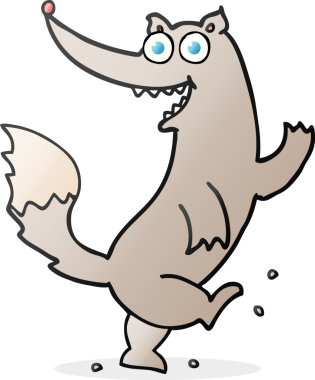 Bir insan tarafından çizilmiş serbest çizilmiş mutlu kurt dansı.