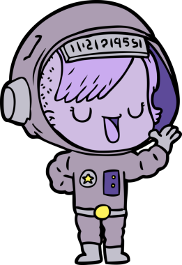 Bir insan tarafından çizilmiş astronot kadın.