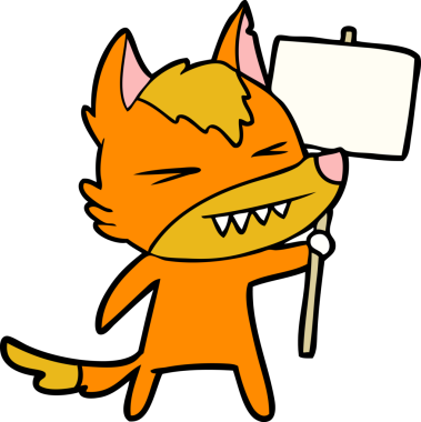 Bir insan tarafından çizilmiş protestolu çizgi film karakteri.