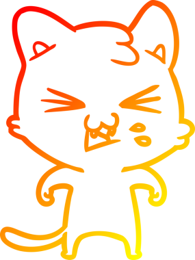 Bir insan tarafından çizilmiş çizgi film kedisinin sıcak çizgi çizimi