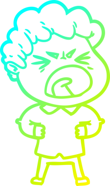 Bir insan tarafından çizilmiş öfkeli bir çizgi film karakteri.