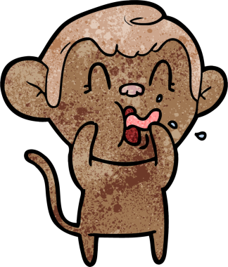 Bir insan tarafından çizilmiş çılgın çizgi film maymunu