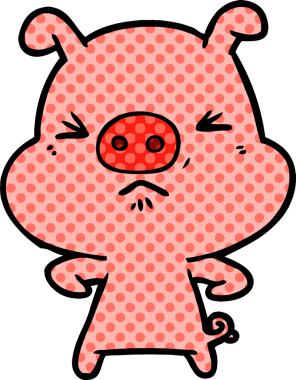 Bir insan tarafından çizilmiş kızgın domuz çizgi filmi.