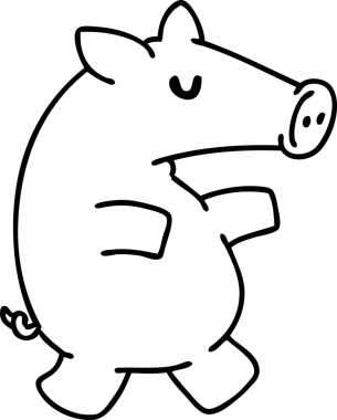 Bir insan tarafından çizilmiş uzun burunlu bir domuzun çizgi karalaması