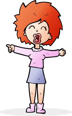 Çizgi film, bir insan tarafından çizilmiş, stresli bir kadın konuşması.