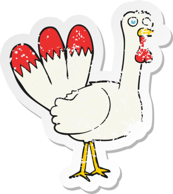 Bir insan tarafından çizilmiş çizgi film hindisinin gerilimli yapıştırması.