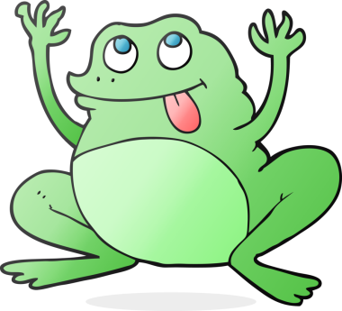 Bir insan tarafından çizilmiş komik bir karikatür kurbağası.