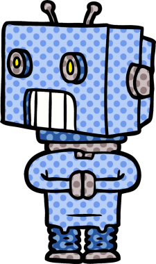 Bir insan tarafından çizilmiş çizgi film robotu