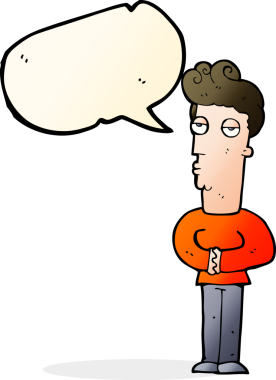 Bir insan tarafından çizilmiş konuşma balonu olan kibirli bir adam.